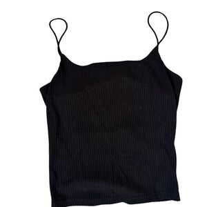 Black Ribbed Women's Tank Top xs